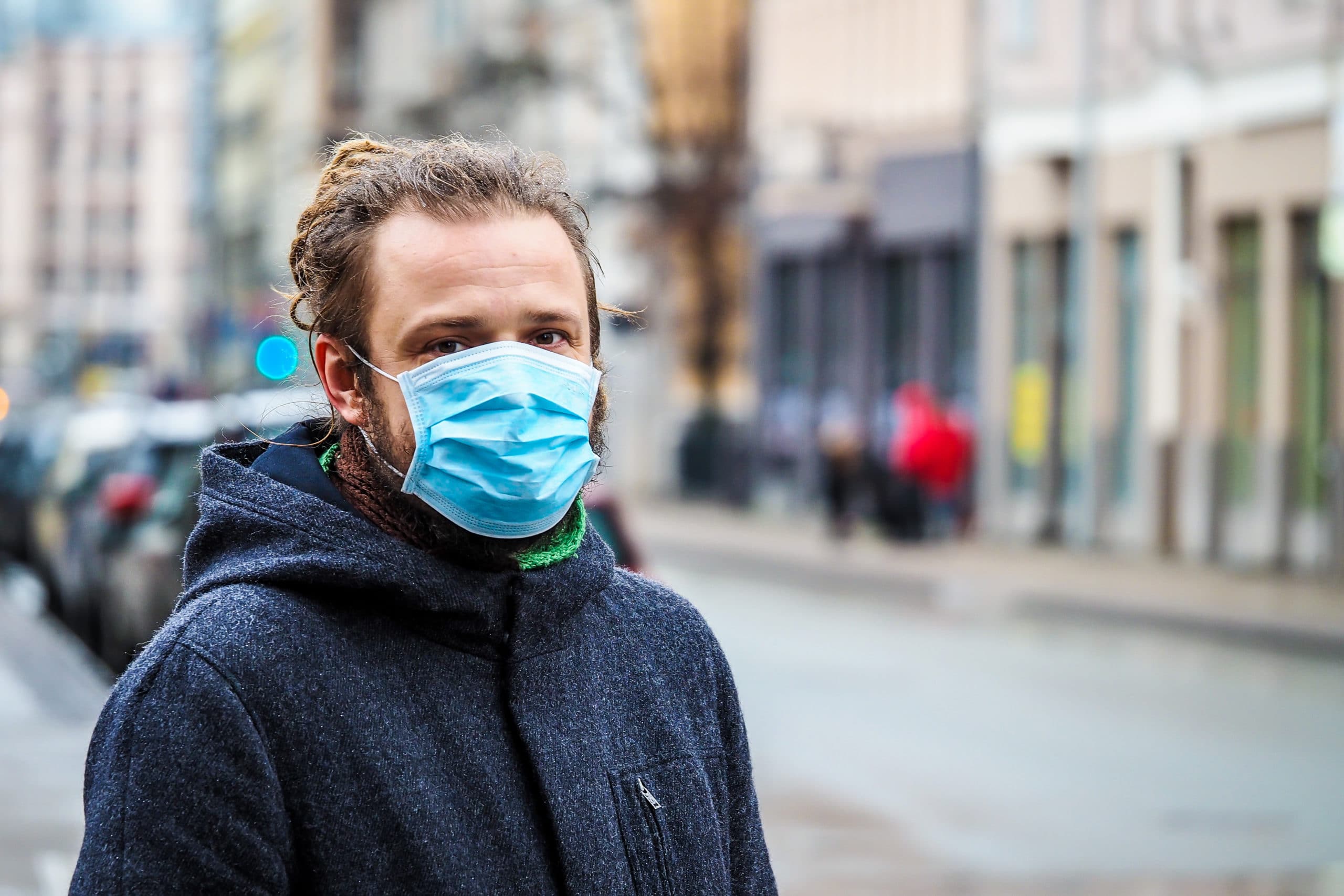 man with a mask prepared for epidemic vs. pandemic