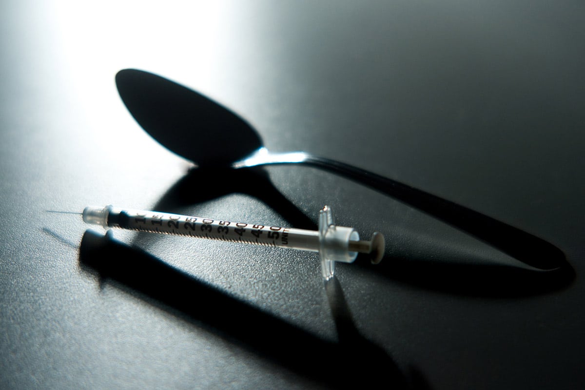 spoon and needle showing what is heroin