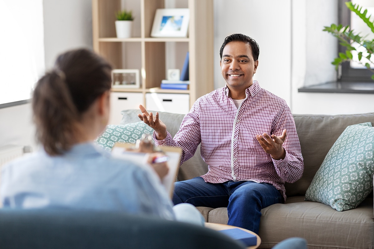 man beginning a cognitive behavioral therapy program