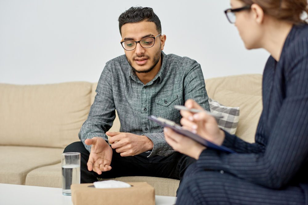 man in one on one therapy