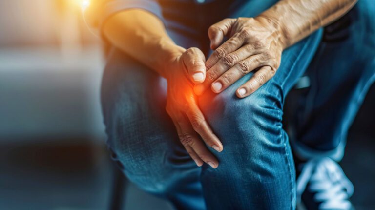 person with oxycodone abuse holding knee in chronic pain